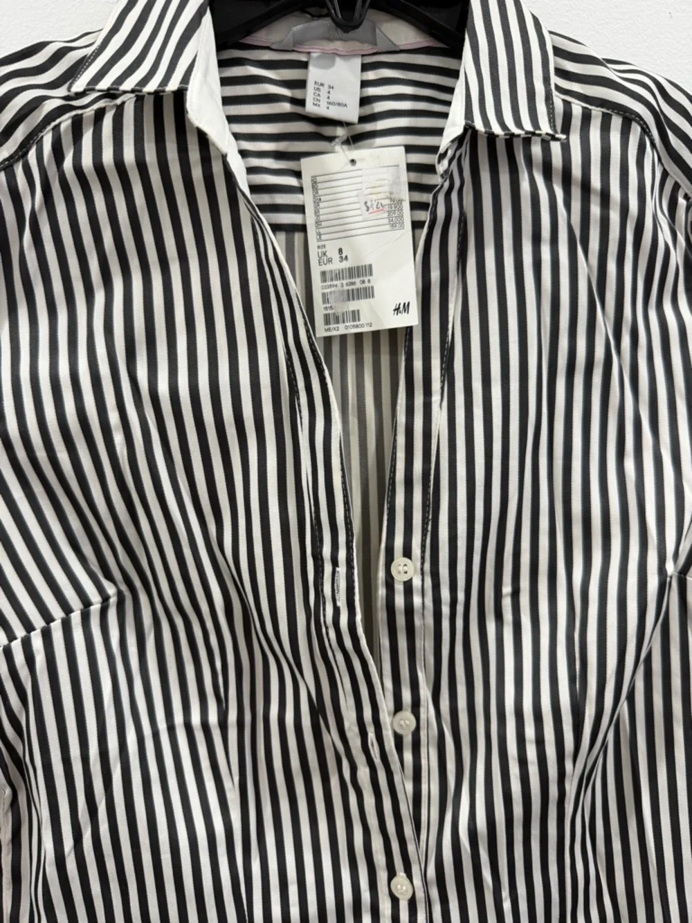 H&M Black & White Vertical Stripe Button-Up Shirt - Picture 3 of 4